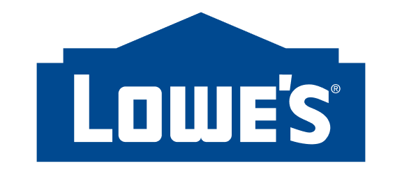 Lowe's logo in white on a blue banner-shaped background.